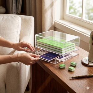 Caja de Almacenamiento de Mahjong de Acrílico Premium al por Mayor |   Caja Organizadora de Fichas de Juego Apilables Transparente con Bandeja Extraíble y Diseño Resistente - Product Image 5