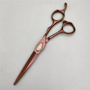 Tijeras de peluquería KQ de 6.0 pulgadas en bronce con tornillos de diamante y mangos de plástico, tijeras de entresacar para estilistas de belleza, para diestros - Product Image 2