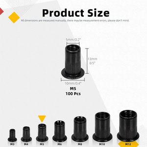 Hạt đinh tán đen nutserts M5 đinh tán hạt thép carbon mạ kẽm chèn hạt - Product Image 3
