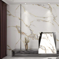 Paneles Decorativos de Pared de PVC con Textura de Mármol Blanco y Líneas Doradas, Resistentes al Agua, para Decoración de Interiores