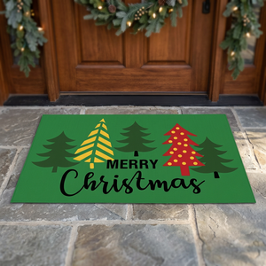 Tapis antidérapant tapis couleur verte avec des conceptions de Noël d'arbre joyeux Noël paillasson en relief paillasson pour la maison à la vente en gros - Product Image 1