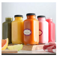 80ml 120m 250ml 350ml 500ml Offre Spéciale Effacer Français Carré Jus Pressé Tir 16zoz jus de Bouteilles En Verre Avec Couvercles En Plastique