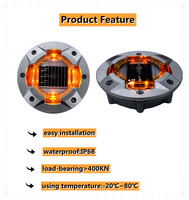 Borne routière solaire en aluminium intégré SRSA10, 4 côtés, LED clignotante, synchronisation GPS, marqueur de sécurité routière, étanche IP68