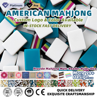 Auf Lager: Luxuriöses amerikanisches Mahjong-Set mit 160 dunkelblauen Acrylsteinen (4-lagig), Holzständern und Spielsteinen für US-amerikanische Clubspieler