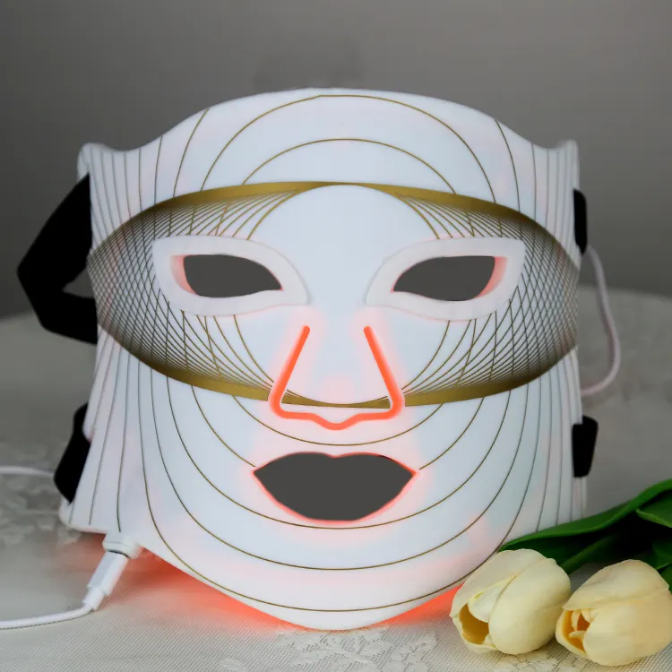 Vendita calda in Silicone per uso alimentare maschera a led luce rossa terapia a 4 colori per la cura della pelle del viso maschera a led