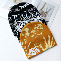 Bonnet d'hiver avec logo brodé sur mesure Bonnet unisexe vierge Bonnet en acrylique 100% avec toile d'araignée