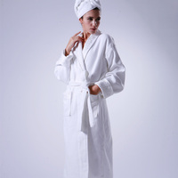 Peignoirs d'hôtel en tissu éponge gaufré 100% lin et coton pour hommes et femmes, designs personnalisés, blanc, vente en gros