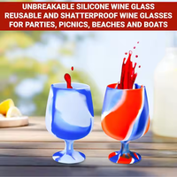 Tasse à vin en silicone ODM/OEM de 9oz, gobelet en verre de silicone coloré, tasse de fête créative unique/anniversaire, verre à vin en plastique personnalisé