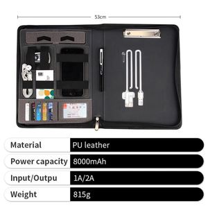 Custom Multifunction 8000mah Power Bank Business Zipper <b>Portfolio</b> <b>Folder</b> Charging Notebook With Logo - Product Image 4