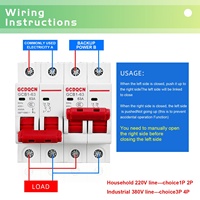 Sakelar Transfer Daya Ganda Manual GCDQCN 220V Pemutus Sirkuit Udara Interlocking 63A Konversi Fotovoltaik Fase Tunggal ATS