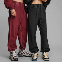 Pantalon de jogging en coton épais personnalisé de qualité supérieure pour hommes, avec cordon de serrage, revers élastiques, coupe ample, style streetwear
