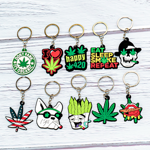 Phụ kiện móc khóa hình cỏ dại bằng cao su <span class=keywords><strong>PVC</strong></span> mẫu mới tùy chỉnh bán buôn năm 2024, quà tặng khuyến mãi tự làm, móc khóa bán buôn hình cây - Product Image 2