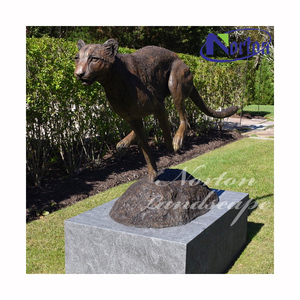 Gran decoración <span class=keywords><strong>de</strong></span> jardín al aire libre tamaño real fundición latón guepardo Metal arte Animal estatuas bronce corriendo Pantera escultura - Product Image 1