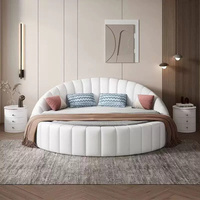 Nordic Soft Leather Round Bed Einfaches Design Modernes Rundbett-Set Neueste beliebte Hotel Shell Shaped Round Bed