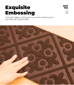 Tapis d'<span class=keywords><strong>escalier</strong></span> antidérapants doux au toucher, fabriqués à la machine, auto-adhésifs, lavables, écologiques, en polyester, modernes, sécuritaires <span class=keywords><strong>pour</strong></span> les enfants et les animaux domestiques - Product Image 3