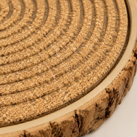 Tapis rond pour chat en écorce naturelle de chêne, avec anneau de bois, en écorce intérieure