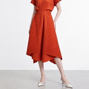 Pantalones Culottes Plisados de Pierna Ancha, Cintura Media, Elásticos, Casuales, Estilo Miyake, Talla Grande para Mujer, Estilo Minimalista, Verano - Product Image 4