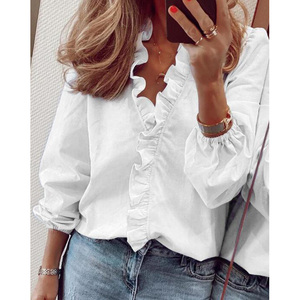 Vente Flash : Hauts et Blouses Élégants pour Femmes - Chemise Blanche à Manches Longues Style OL, Blouses Unies Tendance pour Dames - Product Image 2