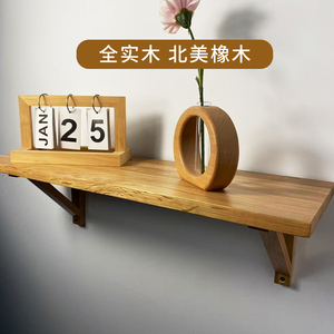 Solid <strong>Oak</strong> <strong>Wall</strong> <strong>Shelf</strong> Decorative Hanging <strong>Shelf</strong> Storage Rack with Brackets for Bedroom, Living Room, Bathroom, Kitchen - Product Image 4