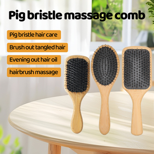 Da Đầu Massage Thẳng Tự Nhiên Cá Nhân Tóc Xách Tay Dễ Thương Lược Cho Cô Gái Tùy Chỉnh Tre Túi Khí Lược Rộng Răng - Product Image 2