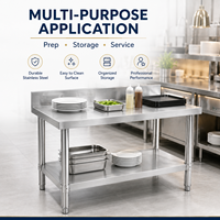 Meja Kerja Dapur Stainless Steel dengan Backsplash Belakang untuk Pesanan Grosir Salad Bar