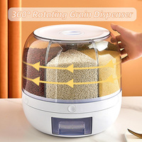 Distributeur de céréales multi-compartiments avec couvercle et bouton poussoir pour le stockage du riz dans le garde-manger de la cuisine