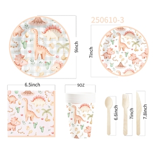 Vajilla Infantil con Diseño de Dinosaurios DAMAI para Fiestas de Cumpleaños, Platos, Servilletas y Vasos de Papel con Estampado de Dinosaurios para Baby Shower - Product Image 6