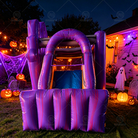 Château gonflable d'Halloween avec toboggan, maison hantée, château gonflable fantôme citrouille pour location événementielle et fêtes