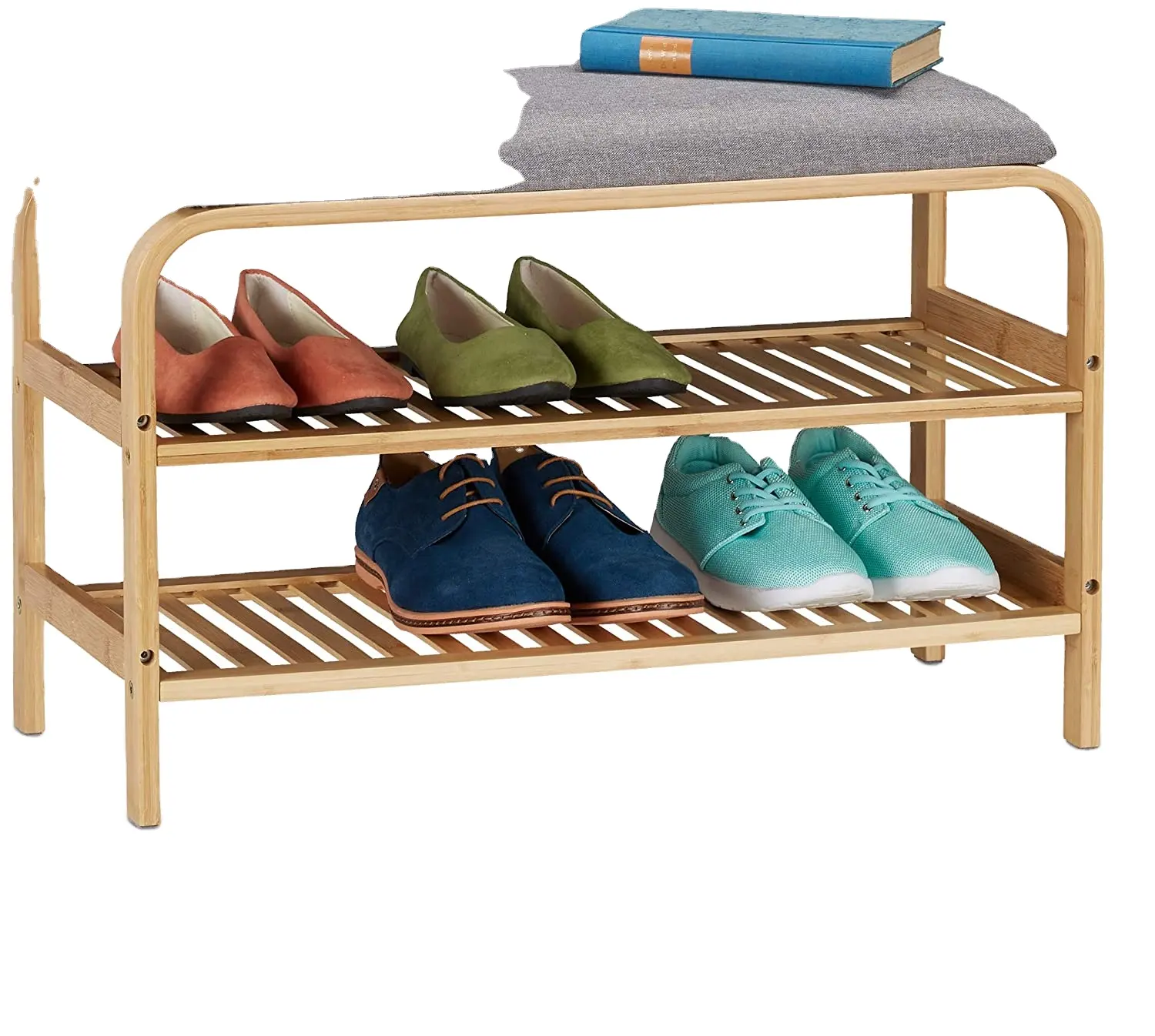 Wholesale custom shoe shelf bamboo shoe rack bench organiser holder shoe holder