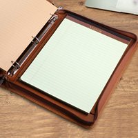 Porte-documents professionnel en cuir, classeur à 3 anneaux, organiseur de documents d'affaires zippé, support pour tablette, dossier C
