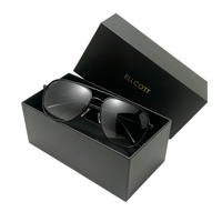 Étui à lunettes de soleil avec logo personnalisé en relief, boîtes rigides, laminage mat, recyclable, biodégradable, emballage en carton rigide noir