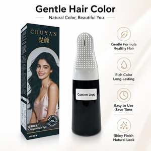 Tinte Capilar Herbal a Base de Plantas Color Negro Intenso, Crema OEM con Aplicador de Peine para una Cobertura Completa - Product Image 1