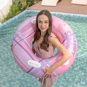 Flotador Inflable Redondo Rosa con Asas, 90cm de Diámetro Exterior, Unisex, para Piscina y Parque Acuático - Product Image 1