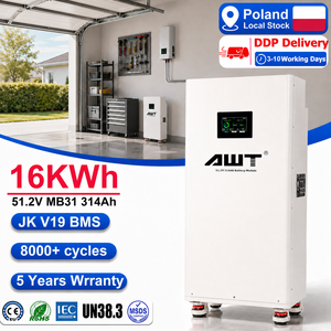 Batterie LiFePO4 PL Stock 16 kWh 48 V 51,2 V 314 Ah 330 Ah, style vertical, écran LCD 4,3 pouces, BMS JK V19 avec Bluetooth pour usage domestique - Product Image 1