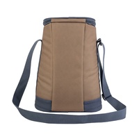 Sac à vin isotherme en polyester 600D robuste pour 2 bouteilles, avec poche avant zippée, bandoulière et doublure en feuille d'aluminium compatible alimentaire