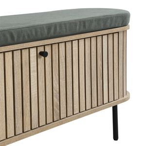 Banc à chaussures en bois avec rangement et revêtement en cuir PU, design traditionnel pour l'entrée et l'appartement - Product Image 6
