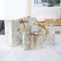 Ins Style Recycled Materials Paperboard Gift Bag Marble Pattern Packaging for Pizza Sushi Candy Clothing Store Milk