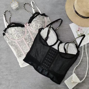 Vente en gros de crop top sexy à imprimé léopard pour femmes, corset sexy, débardeur d'été - Product Image 2