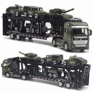 Camion de transport militaire en alliage de 32 cm avec 6 petites voitures, modèle de <span class=keywords><strong>char</strong></span> à l'échelle <span class=keywords><strong>1</strong></span>/<span class=keywords><strong>48</strong></span>, sans batterie, pour les nouveaux jouets transfrontaliers - Product Image 1