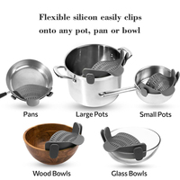 Nouvelle conception d'usine : Égouttoir pliable en silicone de qualité alimentaire, résistant à la chaleur, compatible lave-vaisselle, écologique, pour toutes les casseroles