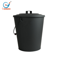 Seau à cendres en métal de 3,2 gallons avec couvercle pour foyer à bois