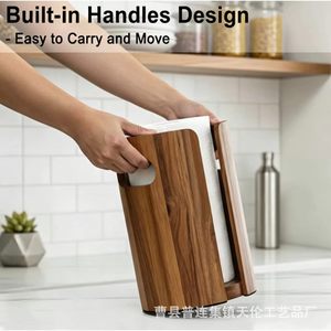Cross-border wooden minimalist tissue holder, rotatable handheld tissue holder, <b>kitchen</b> roll <b>paper</b> storage pull-out tissue - Product Image 3