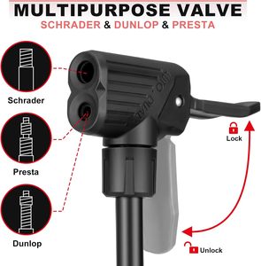 <span class=keywords><strong>Pompe</strong></span> à vélo portable FAST BEE Mini 300 PSI, gonfleur d'air manuel en acier avec manomètre, valve Schrader Presta <span class=keywords><strong>Dunlop</strong></span>, VTT, route - Product Image 5