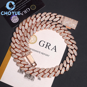 Cadena de eslabones cubanos de moissanita de 20 mm, estilo Hip Hop, de plata de ley 925 chapada en oro rosa de 18 mm, joyería Iced Out para hombre - Product Image 5