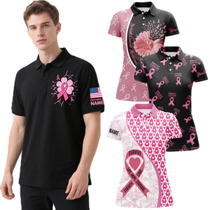 FQ CUSTOM <span class=keywords><strong>Drapeau</strong></span> Américain Polo Avec Ruban Rose Cancer Du Sein Dart Polo Shirt Criket Tops Unisexe Bowling Femmes Soins De Santé Soutien - Product Image 1