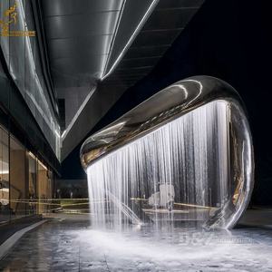 Giardino esterno moderno scultura astratta fontana di acqua decorazione paesaggio grande in acciaio inox acqua cascata fontana - Product Image 2