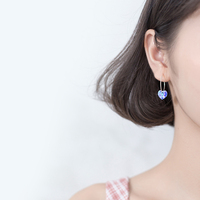 Boucles d'oreilles pendantes en argent sterling 925, cœur coloré dégradé, zircone cubique, pour femmes, accessoires de bijoux fins