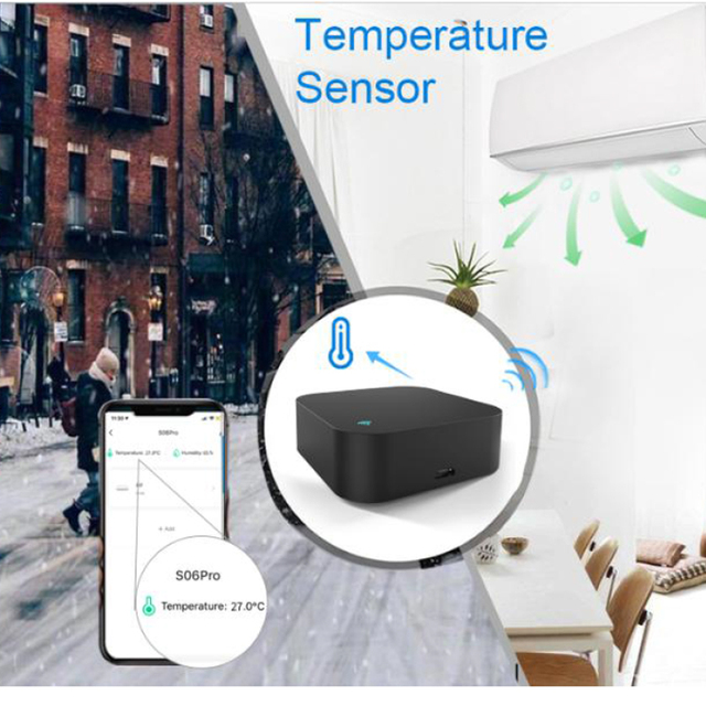 S06 Pro Infrared WiFi Smart Universal IR Remote Controller with Temperature Sensor and Humidity Detector Sensor