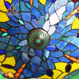 Lampe de table Tiffany LongHuiJing, lampe de chevet en verre teinté, salon, chambre à coucher, style <span class=keywords><strong>libellule</strong></span> <span class=keywords><strong>bleu</strong></span> et jaune, lampes de 12 pouces - Product Image 5