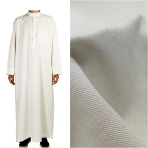 Trắng 80% polyester 20% Rayon TR suiting vải cho Muslin ăn mặc phù hợp với 150cm người đàn ông kandura thobe hàng hóa đã sẵn sàng trong kho - Product Image 1
